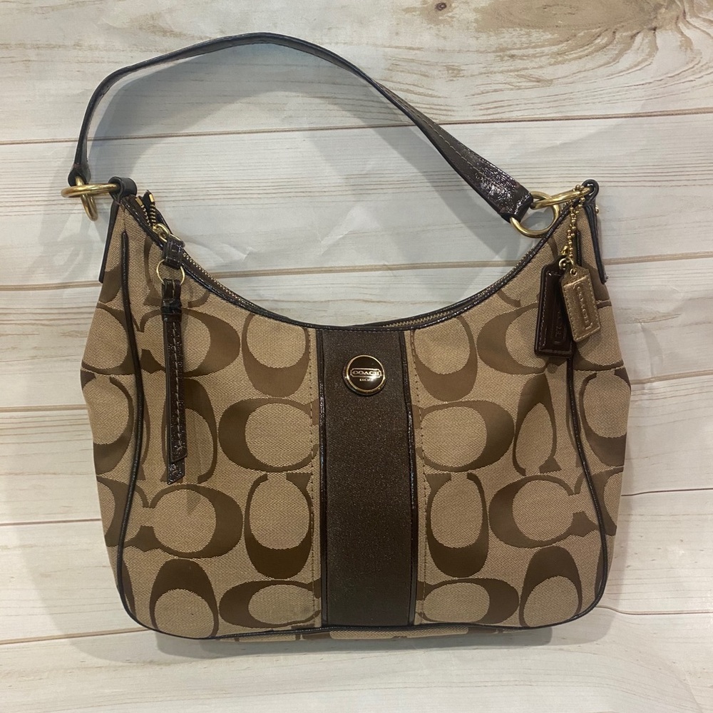 Coach Signature Stripe Hobo